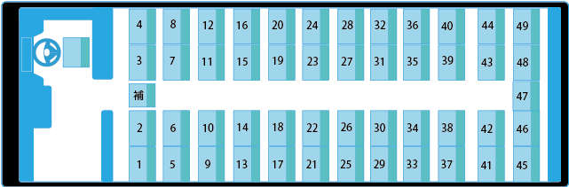 大型バスの座先表（席：49席、定員50人)