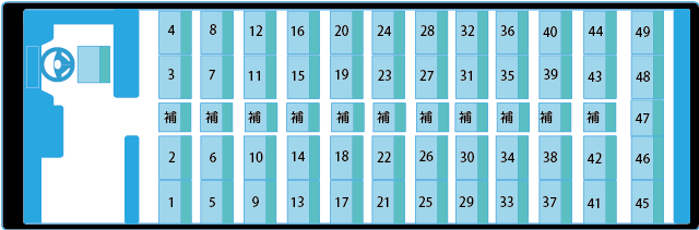 大型バスの座先表（席：49席、定員60人)