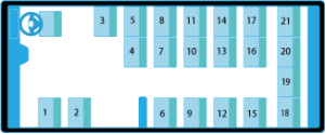 マイクロバスの座先表（席：21席、定員21人)