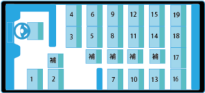 マイクロバスの座先表（席：19席、定員24人)